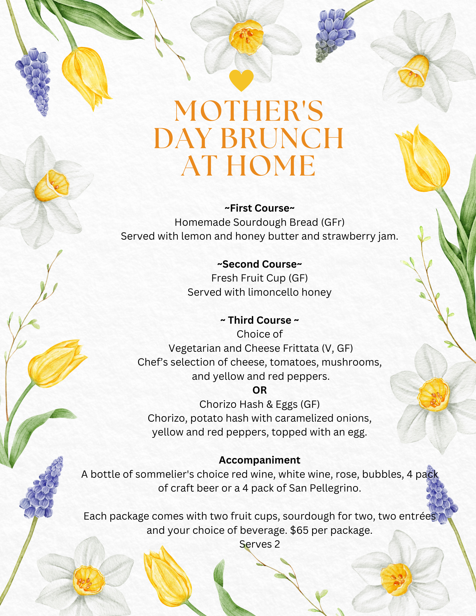 Mother's Day Brunch for 2 at Home - May 10-12 2024