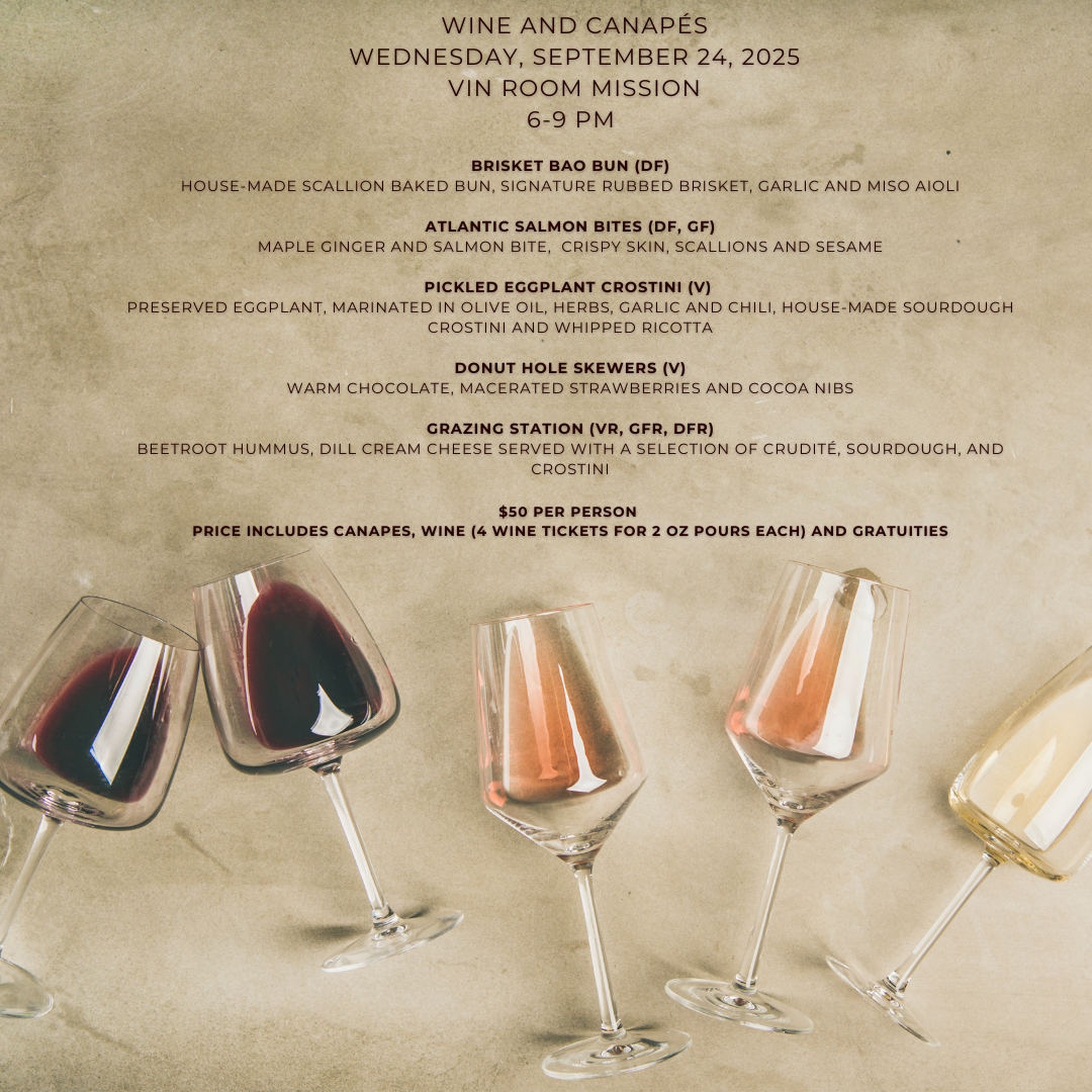 September 24 2025 Wine and Canapes Night- Vin Room Mission